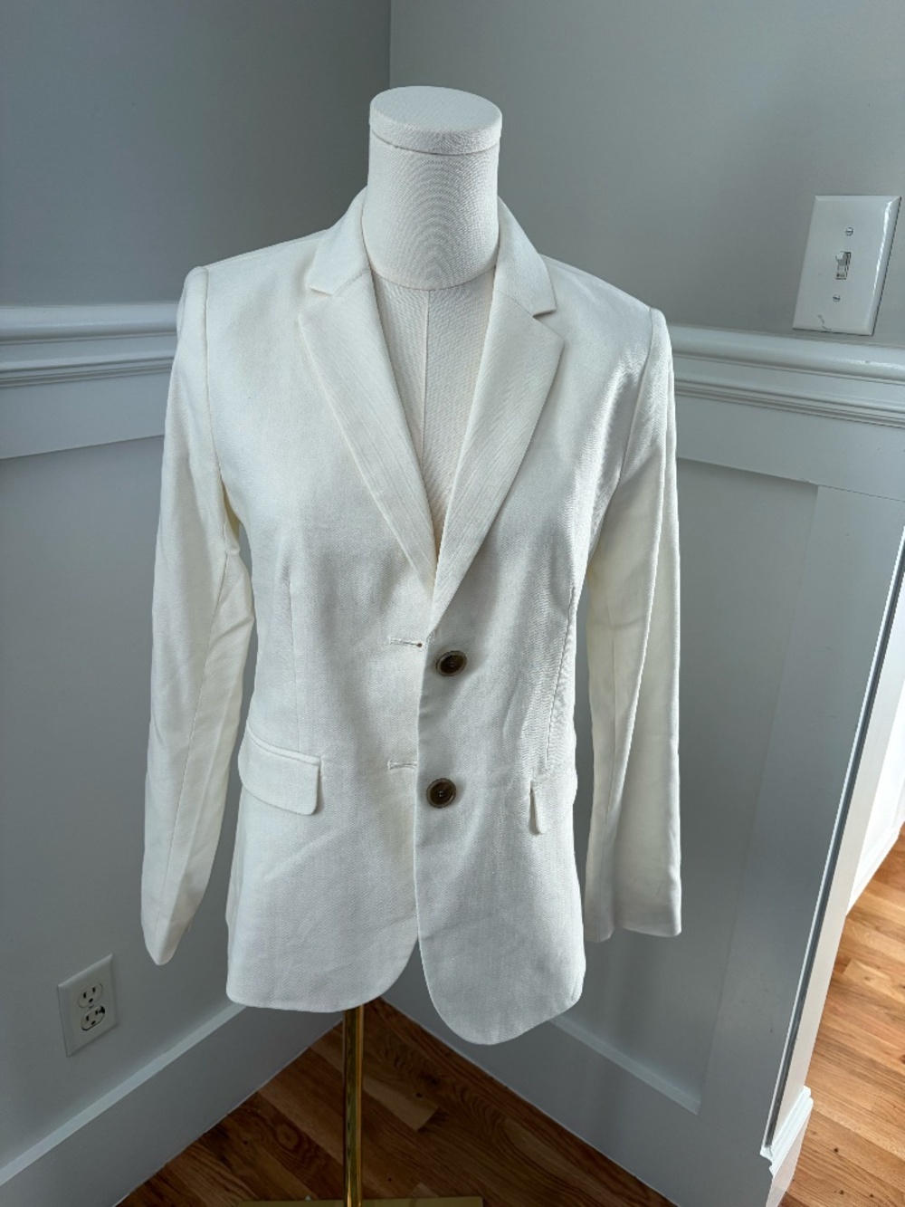 Ann Taylor Petite Ivory Blazer 2P Classic Tailored Single Button Jacket NWT